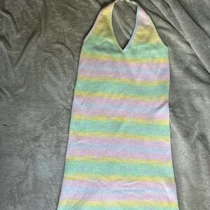 Pastel Striped Halter Dress